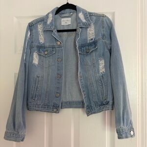 Love Tree Light Blue Ripped Denim Jacket